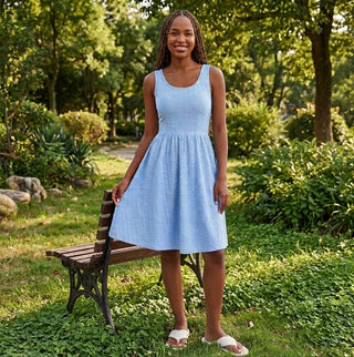 The Noor Midi Dress — Belted A-Line in Solid