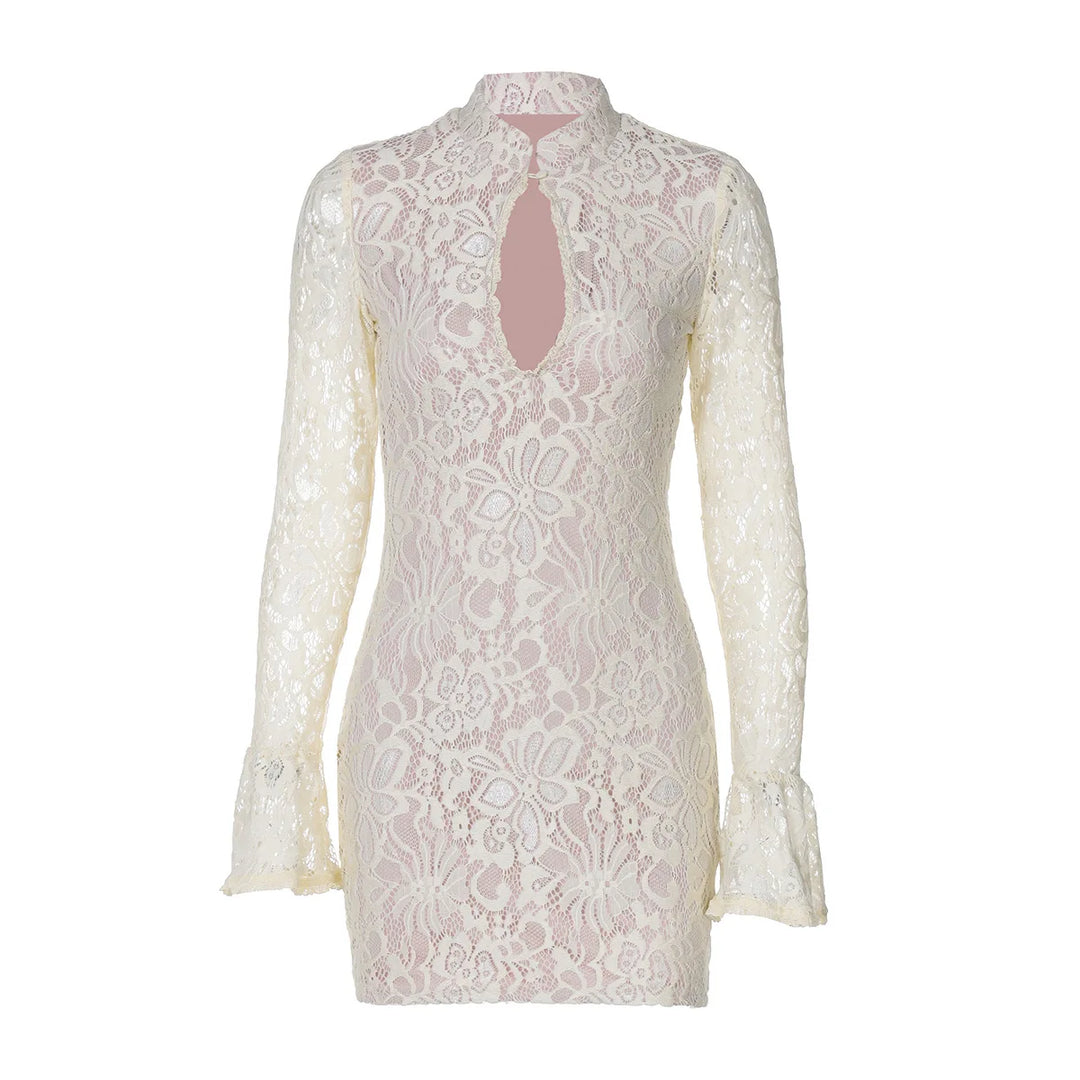 The Odette Dress — Lace Bodycon Mini with Bell Sleeves