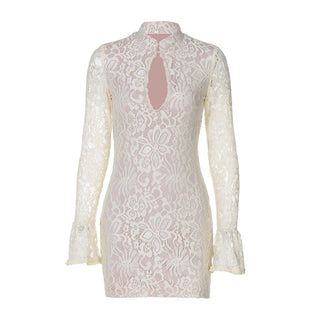 The Odette Dress — Lace Bodycon Mini with Bell Sleeves