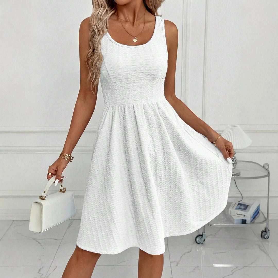 The Noor Midi Dress — Belted A-Line in Solid