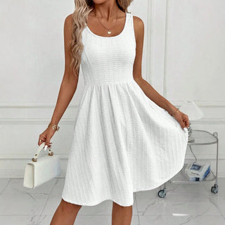 The Noor Midi Dress — Belted A-Line in Solid