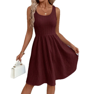 The Noor Midi Dress — Belted A-Line in Solid