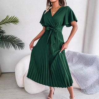 The Céline Dress — Flared Pleated Maxi in Vintage Chiffon