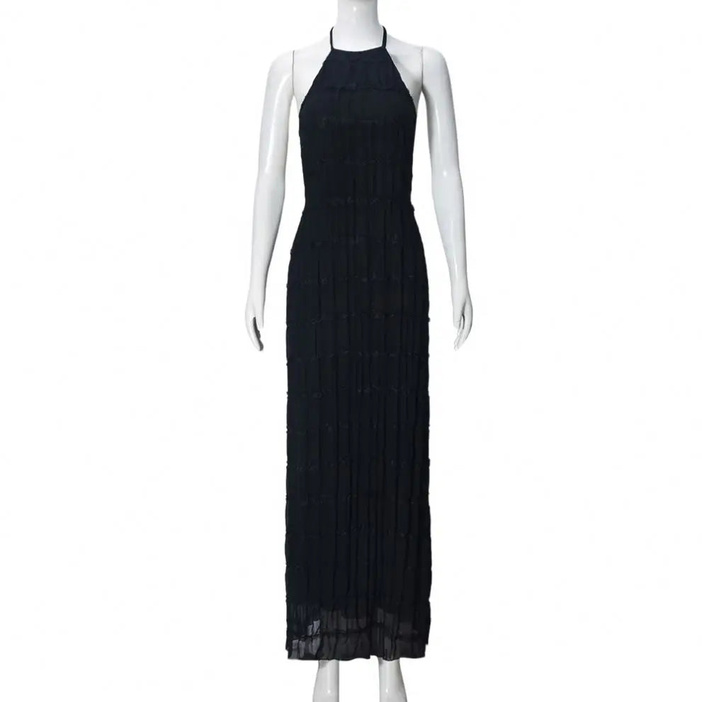 The Marisol Dress — Backless Halter Maxi in Floral