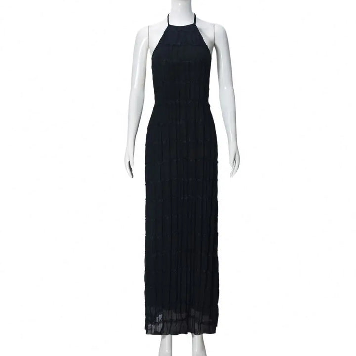 The Marisol Dress — Backless Halter Maxi in Floral