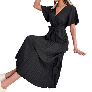 The Céline Dress — Flared Pleated Maxi in Vintage Chiffon