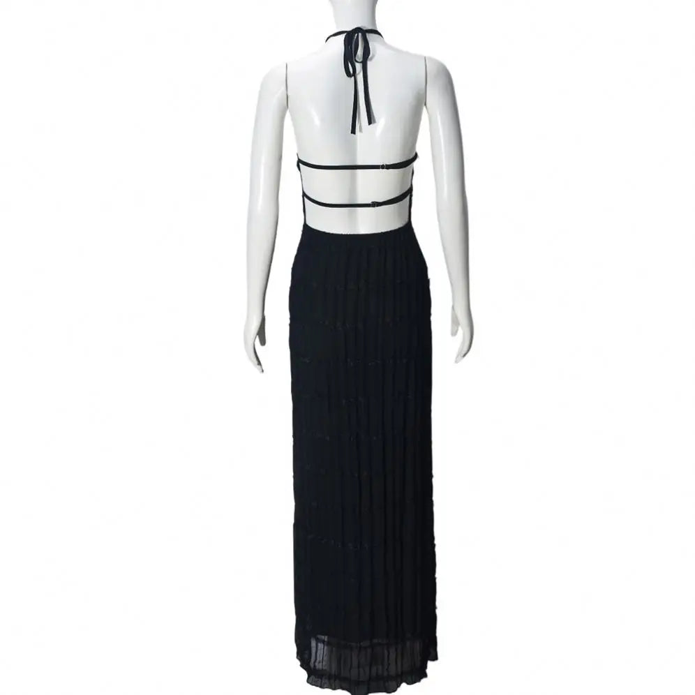 The Marisol Dress — Backless Halter Maxi in Floral