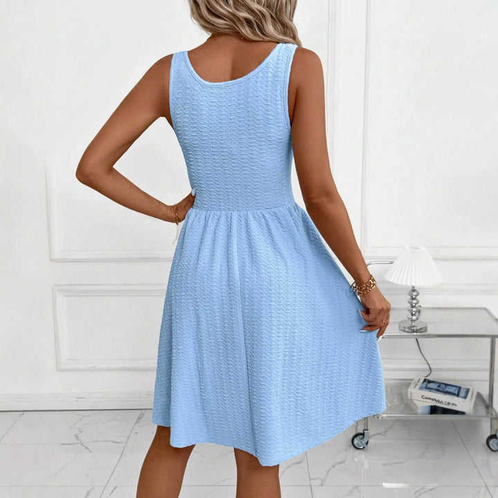The Noor Midi Dress — Belted A-Line in Solid