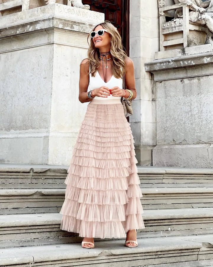 The Rosalind Skirt — Flowing High-Waist Tiered Maxi