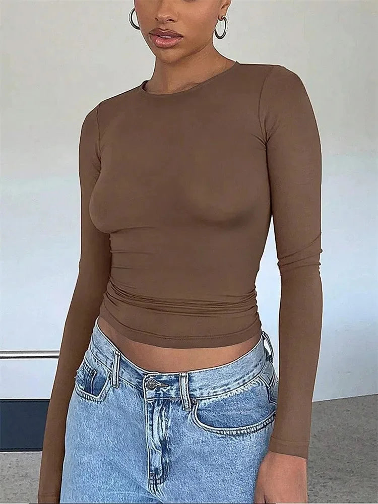The Harlow Top — Basic Long-Sleeve Crop