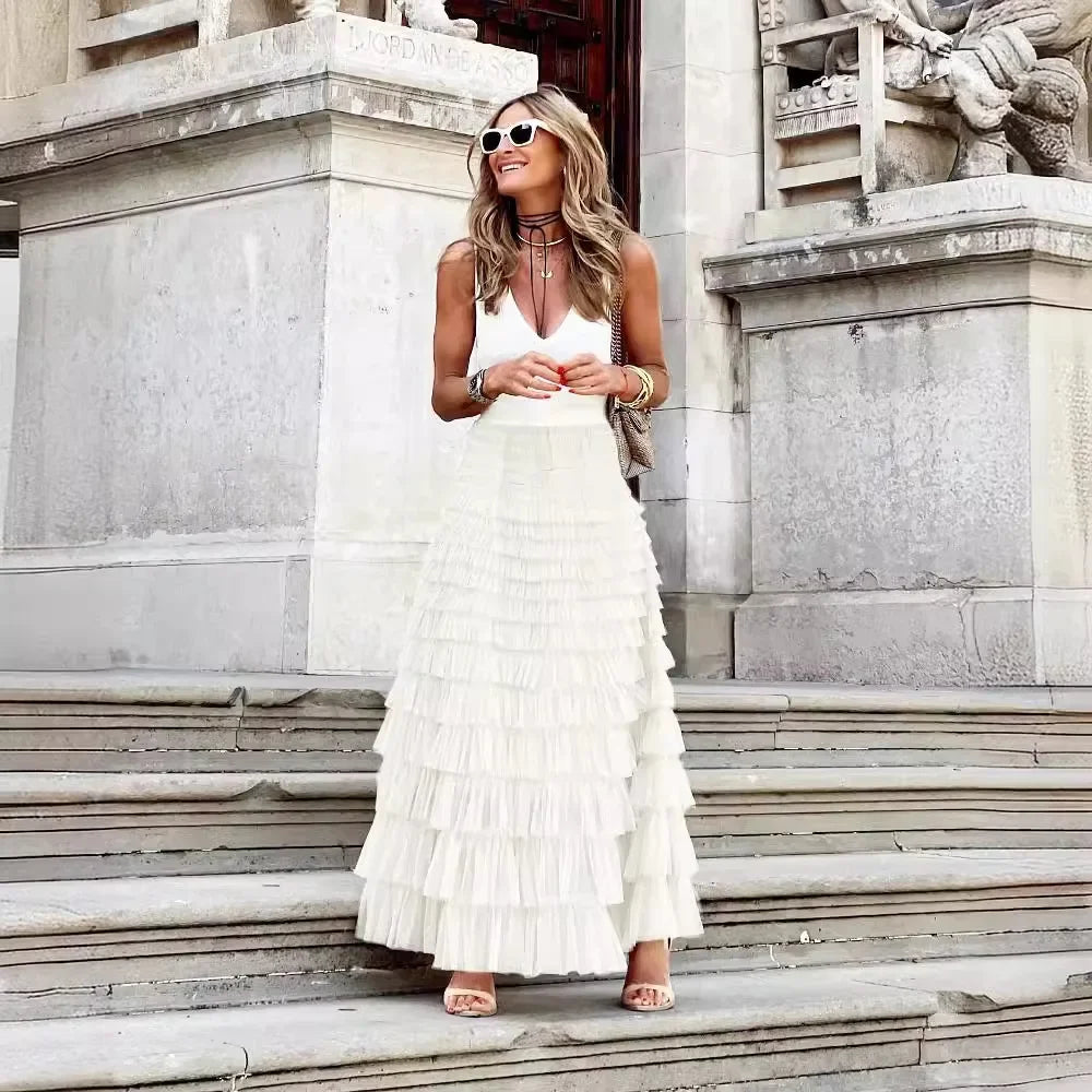 The Rosalind Skirt — Flowing High-Waist Tiered Maxi