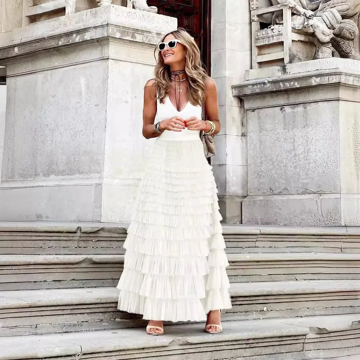 The Rosalind Skirt — Flowing High-Waist Tiered Maxi