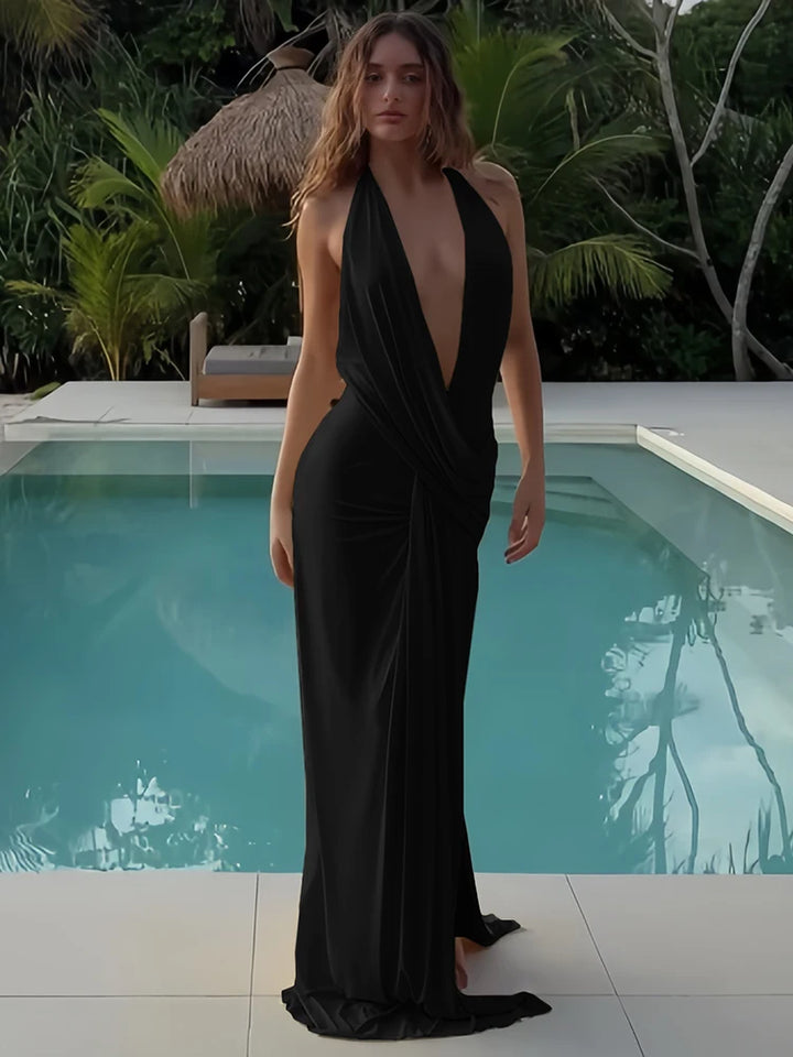 The Amara Dress — Halter Maxi in Yellow