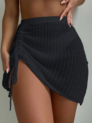 The Ibiza Skirt — Drawstring Knit Mini Cover-Up in White
