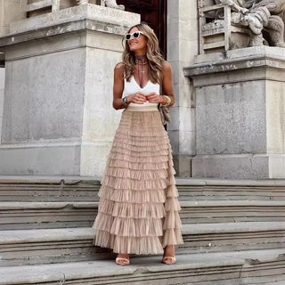 The Rosalind Skirt — Flowing High-Waist Tiered Maxi