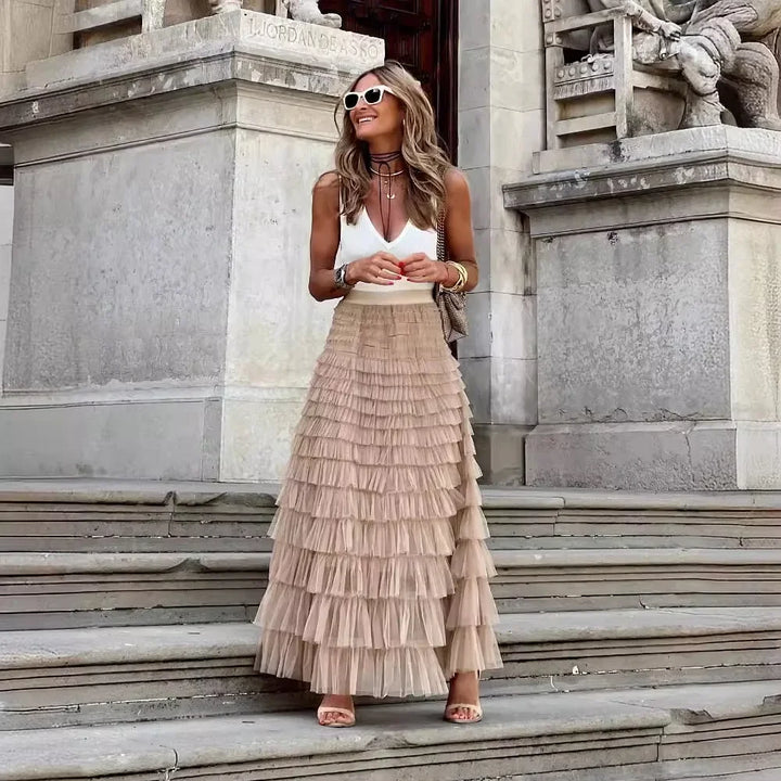 The Rosalind Skirt — Flowing High-Waist Tiered Maxi