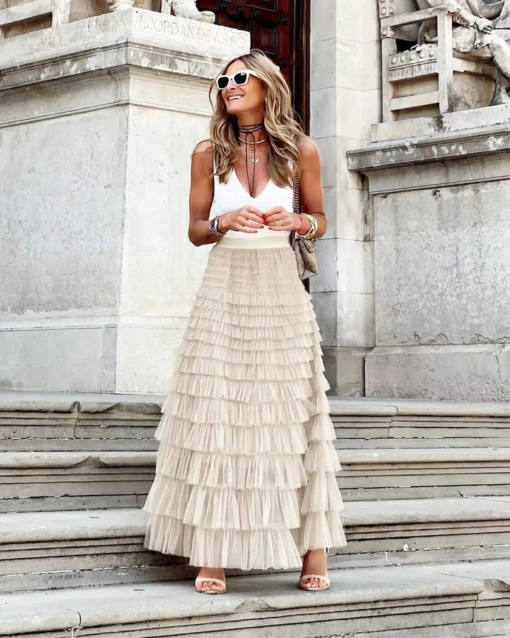 The Rosalind Skirt — Flowing High-Waist Tiered Maxi